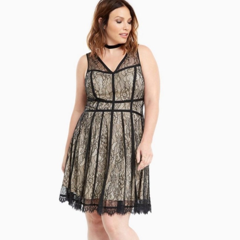 Torrid Womens Lace Strappy Skater Sleeveless Mini Dress Size 10